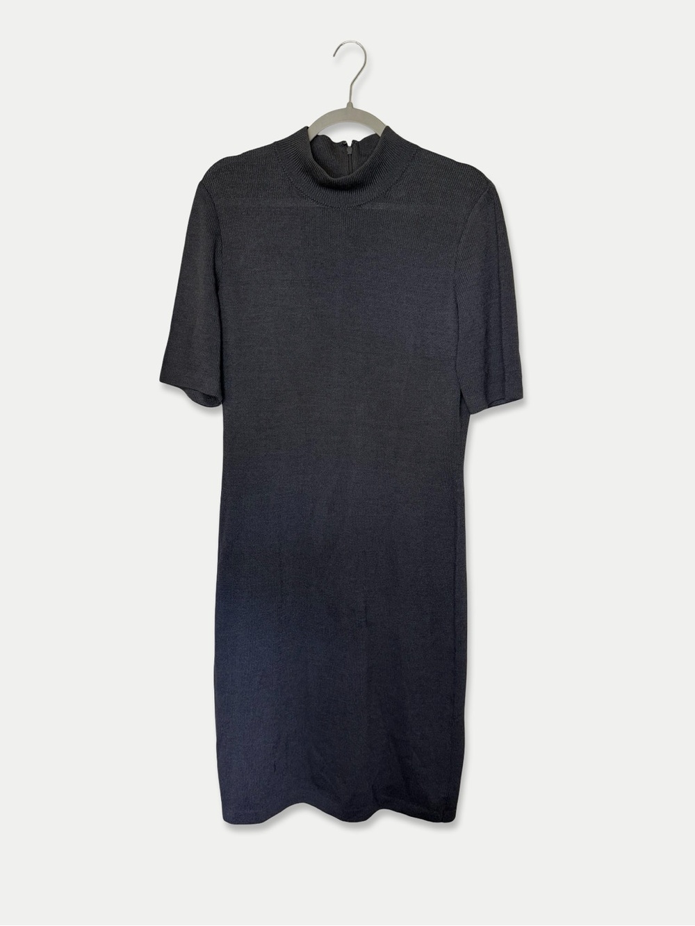 ST. JOHN Knit Midi Dress Size 10 Gray Color Pre-Owned